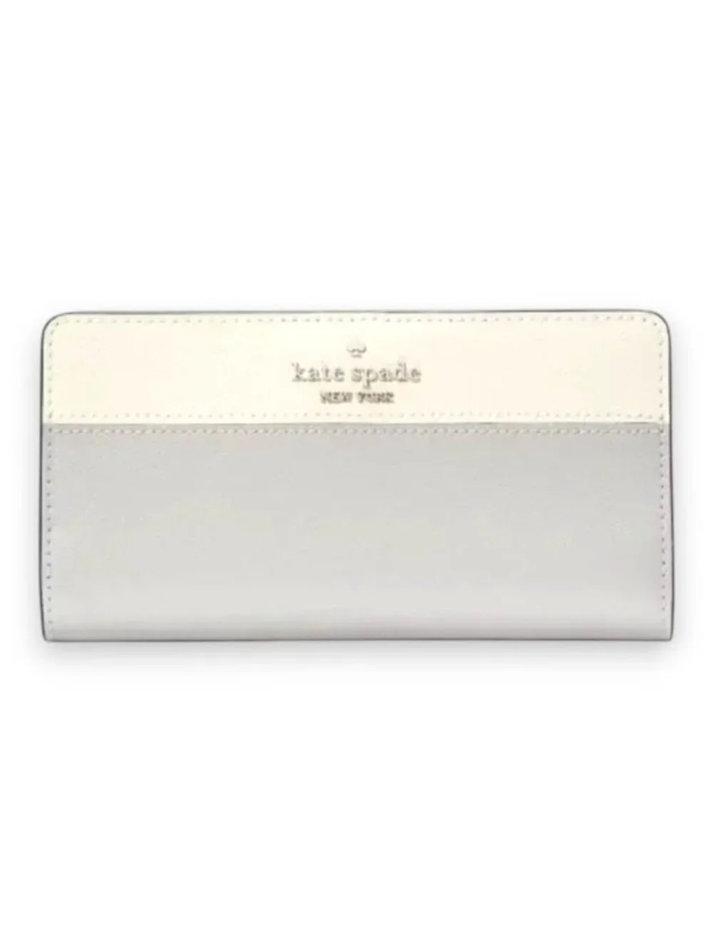 Kate Spade New York Madison Gray/Platinum Colorblock Large Slim Bifold NWT